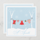 Winter-Wäscheleine | besprühen Duschen-Einladung Einladung (Vorne/Hinten)