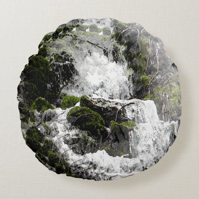 Winter Wasserfall...... Rundes Kissen (Vorderseite)