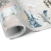 Winter Wasserfarbe Arktische Hase Wolf Fox Schneea Geschenkpapier (Rolleneckpunkt)