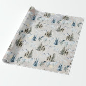 Winter Wasserfarbe Arktische Hase Wolf Fox Schneea Geschenkpapier (Ungerollt)