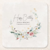 Winter Wasserfarbe Blume Schneeflocke 60. Geburtst Rechteckiger Pappuntersetzer (Vorderseite)