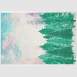 Winter Wasserfarbe Evergreen Trees Dekoupage Paper Seidenpapier