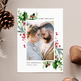 Winter Wasserfarbe Foto Holly Berries Feiertagskarte