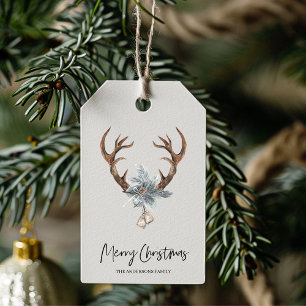 Winter-Wasserfarbe-Hirsch-Kranz-Weihnachts-Geschen Geschenkanhänger