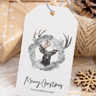 Winter Wasserfarbe Hirschreath Weihnachtsgeschenk Geschenkanhänger