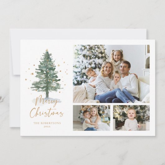 Winter Wasserfarbe Pine Weihnachten 3 Foto (Vorderseite)