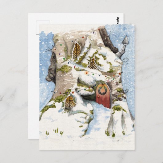 Winter-Wasserfarbe. Postkarte (Vorne/Hinten)