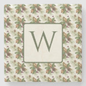 Winter-Wasserfarben-Botanik-Muster Steinuntersetzer (Vorderseite)