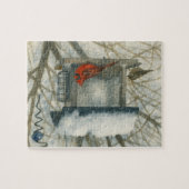 Winter-Wasserfarben-Kardinal Puzzle (Horizontal)