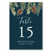 Winter Wasserfarben-Kiefernkiefer Hochzeit der Mar Tischnummer (Rückseite)