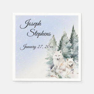 Winter-Wasserfarben-Papiertaschentuch Wald Serviette