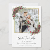 Winter Wasserfarben Pine Christmas Foto Save The Date (Vorderseite)