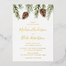 Winter-Wasserfarben-Tannenzapfen-Hochzeit