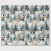 Winter-Wasserfarben-Waldhirsche (1) Geschenkpapier (Flach)