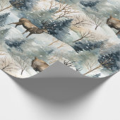 Winter-Wasserfarben-Waldhirsche (1) Geschenkpapier (Ecke)