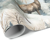Winter-Wasserfarben-Waldhirsche (1) Geschenkpapier (Rolleneckpunkt)