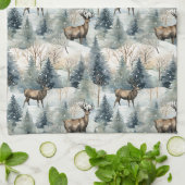 Winter-Wasserfarben-Waldhirsche (1) Geschirrtuch (Gefaltet)