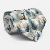 Winter-Wasserfarben-Waldhirsche (1) Krawatte (Gerollt)
