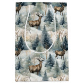 Winter-Wasserfarben-Waldhirsche (1) Mittlere Geschenktüte (Vorderseite)