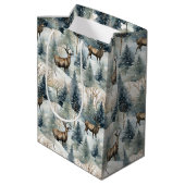 Winter-Wasserfarben-Waldhirsche (1) Mittlere Geschenktüte (Rückseite Schrägansicht)