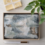 Winter-Wasserfarben-Waldhirsche (1) Seidenpapier (Geschenk)
