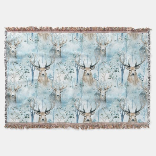 Winter-Wasserfarben-Waldhirsche (2) Decke (Vorderseite)