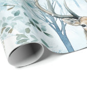 Winter-Wasserfarben-Waldhirsche (2) Geschenkpapier (Rolleneckpunkt)