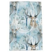 Winter-Wasserfarben-Waldhirsche (2) Mittlere Geschenktüte (Vorderseite)