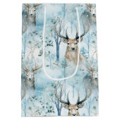 Winter-Wasserfarben-Waldhirsche (2) Mittlere Geschenktüte (Rückseite)