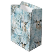 Winter-Wasserfarben-Waldhirsche (2) Mittlere Geschenktüte (Rückseite Schrägansicht)