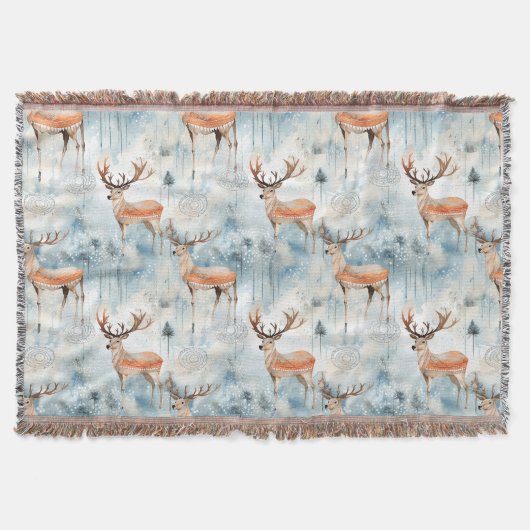 Winter-Wasserfarben-Waldhirsche (3) Decke (Vorderseite)