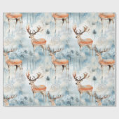 Winter-Wasserfarben-Waldhirsche (3) Geschenkpapier (Flach)