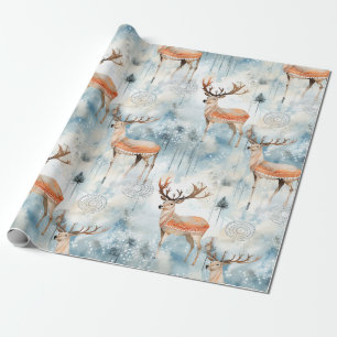 Winter-Wasserfarben-Waldhirsche (3) Geschenkpapier