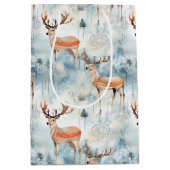 Winter-Wasserfarben-Waldhirsche (3) Mittlere Geschenktüte (Vorderseite)