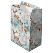 Winter-Wasserfarben-Waldhirsche (3) Mittlere Geschenktüte (Rückseite Schrägansicht)