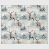 Winter-Wasserfarben-Waldhirsche (4) Geschenkpapier (Flach)