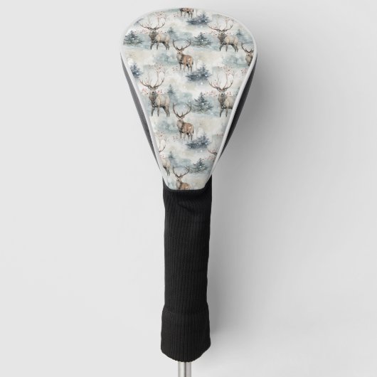 Winter-Wasserfarben-Waldhirsche (4) Golf Headcover (Vorderseite)