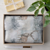 Winter-Wasserfarben-Waldhirsche (4) Seidenpapier (Geschenk)
