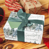 Winter Wasserfarbene Pinienbäume nach Maß Geschenkpapier Set