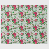 Winter Wasserfarbenflora Muster auf hellgrün Geschenkpapier (Flach)