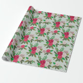 Winter Wasserfarbenflora Muster auf hellgrün Geschenkpapier (Ungerollt)