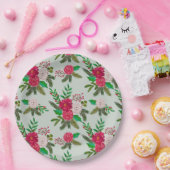 Winter Wasserfarbenflora Muster auf hellgrün Pappteller (Party)