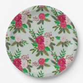 Winter Wasserfarbenflora Muster auf hellgrün Pappteller (Vorderseite)