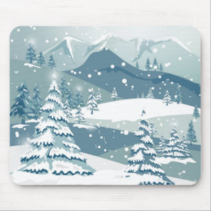 Winter Wasserfarbengebirge Landschaft Mousepad