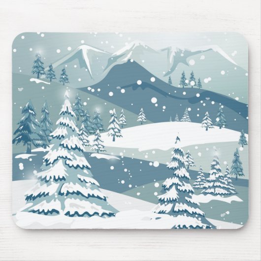 Winter Wasserfarbengebirge Landschaft Mousepad (Vorne)