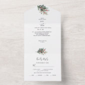 Winter-Wasserfarbenhochzeit All In One Einladung (Innen Boden)