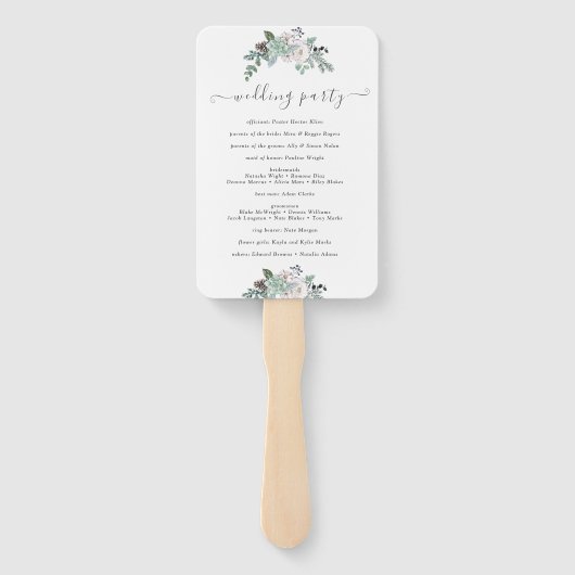 Winter-Wasserfarbenhochzeit Fächer (Rückseite)