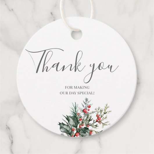 Winter-Wasserfarbenhochzeit Geschenkanhänger (Vorderseite)