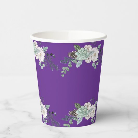 Winter-Wasserfarbenhochzeit Pappbecher (Links)