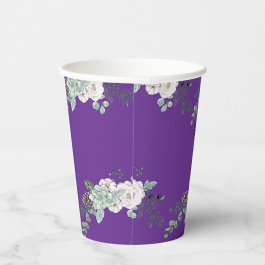 Winter-Wasserfarbenhochzeit Pappbecher (Rechts)